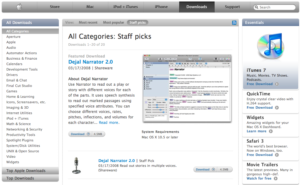 Narrator as Apple's Featured Download